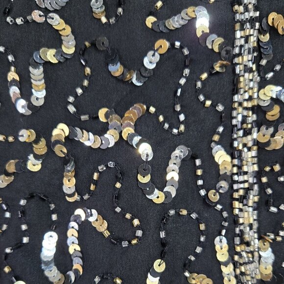 Vintage NWT Pure Silk Black Sequin Beaded Jacket Rare Unique Unbranded - Picture 6 of 9